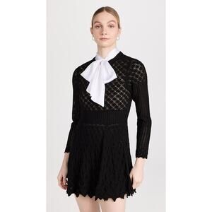 Alice + Olivia black knit dress with bow